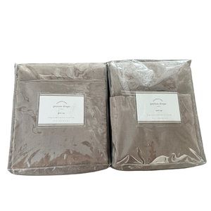 POTTERY BARN Peyton Drapes Mushroom Linen Blend 50" x 84" Pole Top